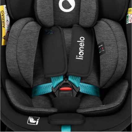 Lionelo - NAVY i-Size Rotating Car Seat with Base 40-150 cm Black/Turquoise