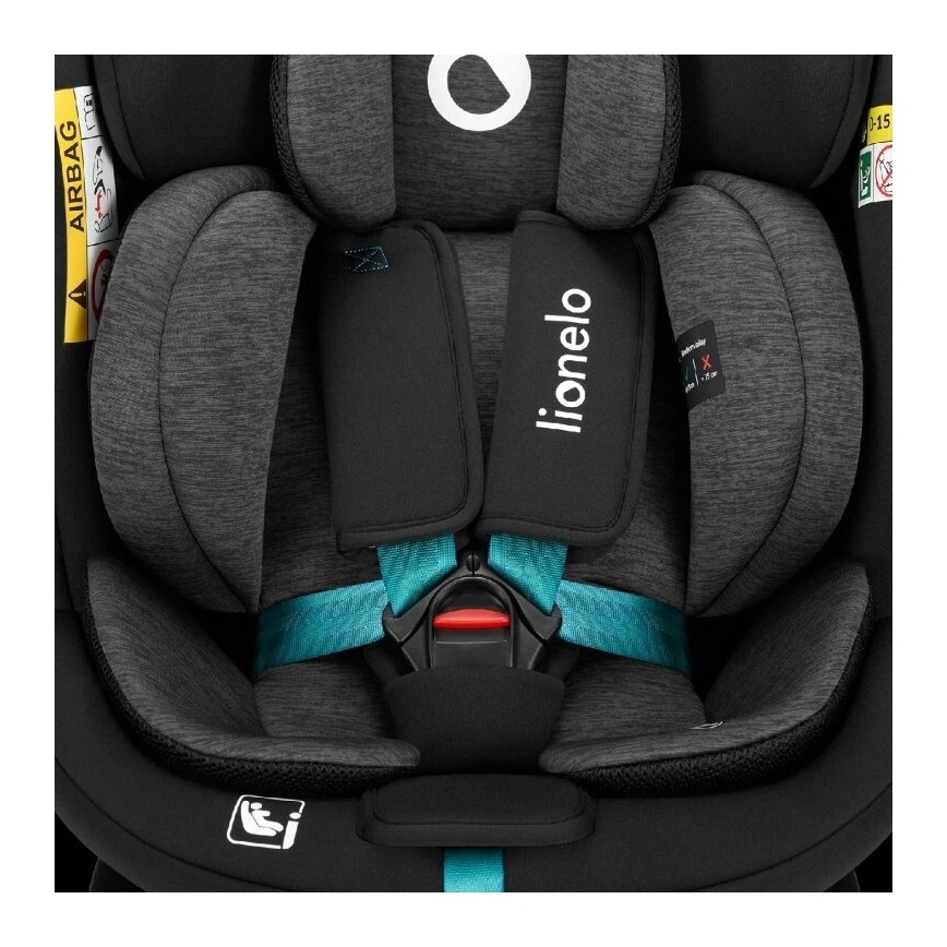 Lionelo - NAVY i-Size Rotating Car Seat with Base 40-150 cm Black/Turquoise
