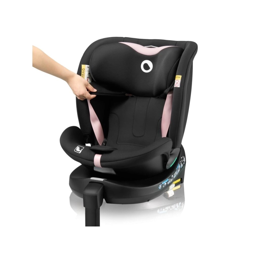 Lionelo - NAVY i-Size Rotating Child Car Seat with Base 40-150 cm Black/Pink