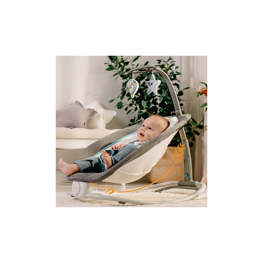 Lionelo - PASCAL Baby Vibrating Bouncer with Melody, 2xAA, Gray