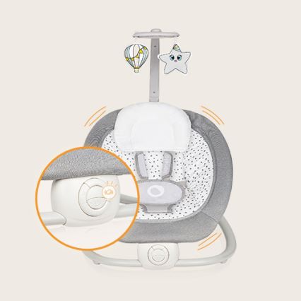 Lionelo - PASCAL Baby Vibrating Bouncer with Melody, 2xAA, Gray