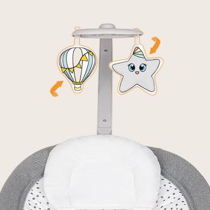 Lionelo - PASCAL Baby Vibrating Bouncer with Melody, 2xAA, Gray