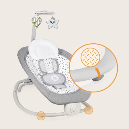 Lionelo - PASCAL Baby Vibrating Bouncer with Melody, 2xAA, Gray