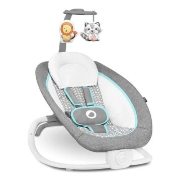 Lionelo - PASCAL Baby Vibrating Rocker with Melody, 2xAA, Grey/Turquoise