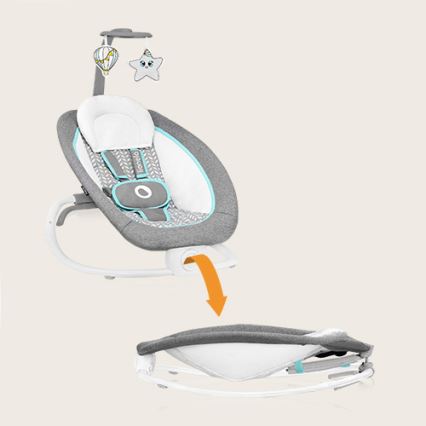 Lionelo - PASCAL Baby Vibrating Rocker with Melody, 2xAA, Grey/Turquoise