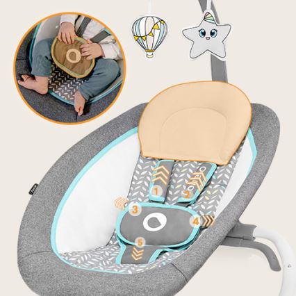 Lionelo - PASCAL Baby Vibrating Rocker with Melody, 2xAA, Grey/Turquoise