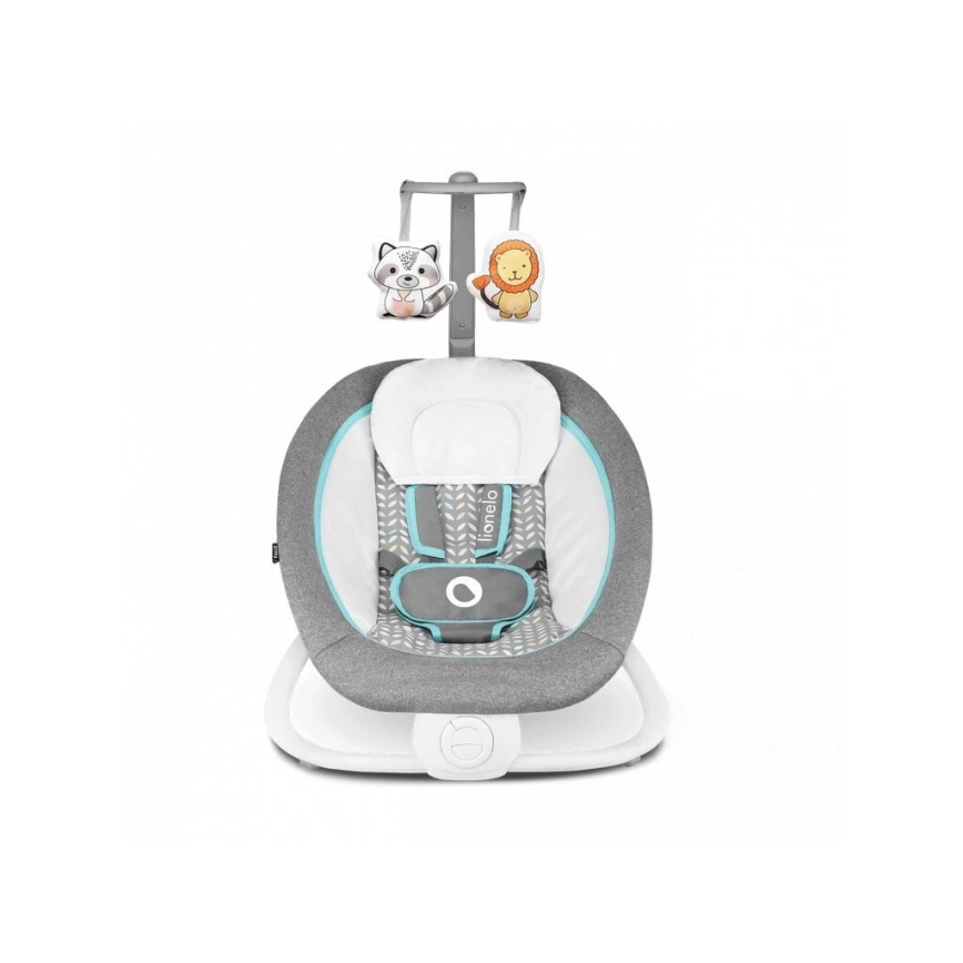 Lionelo - PASCAL Baby Vibrating Rocker with Melody, 2xAA, Grey/Turquoise