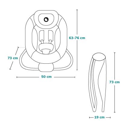 Lionelo - PASCAL Baby Vibrating Rocker with Melody, 2xAA, Grey/Turquoise