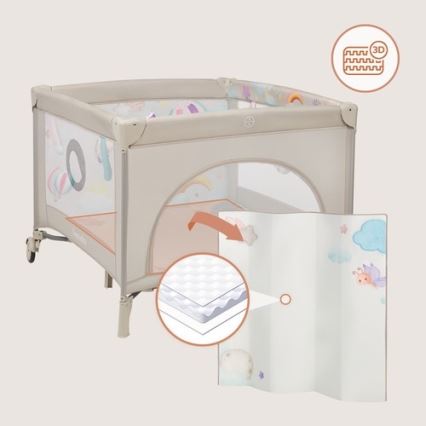 Lionelo - Playpen MILLE PLUS Grey Beige