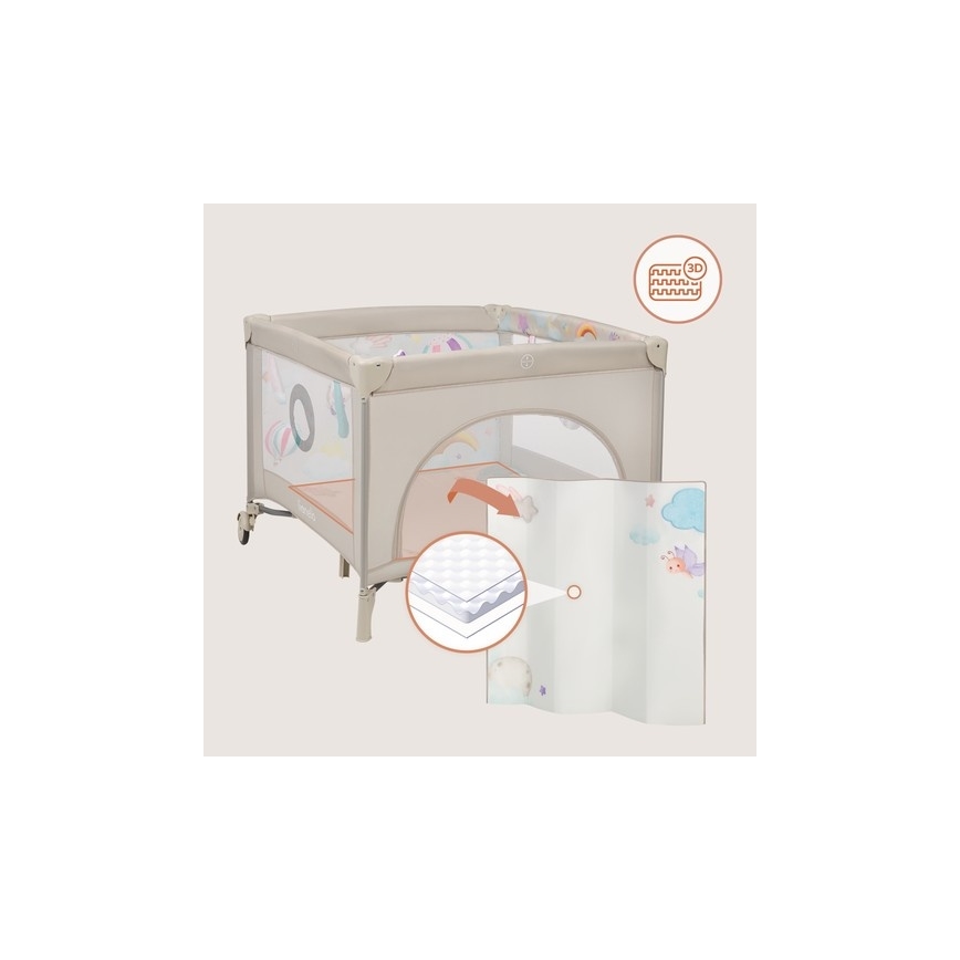 Lionelo - Playpen MILLE PLUS Grey Beige