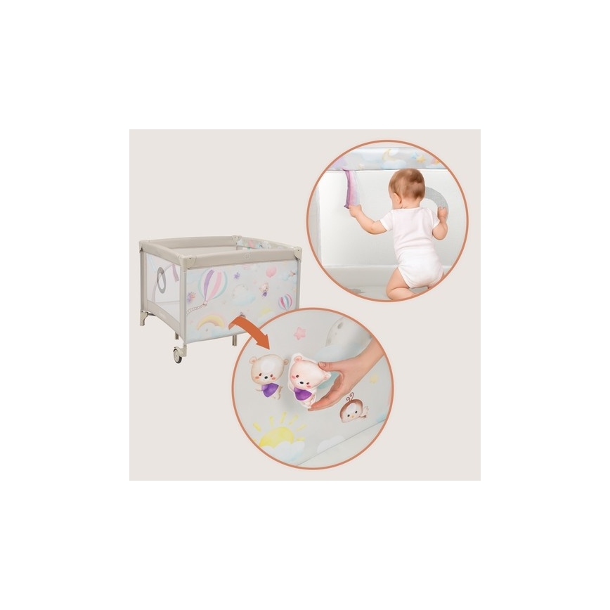 Lionelo - Playpen MILLE PLUS Grey Beige