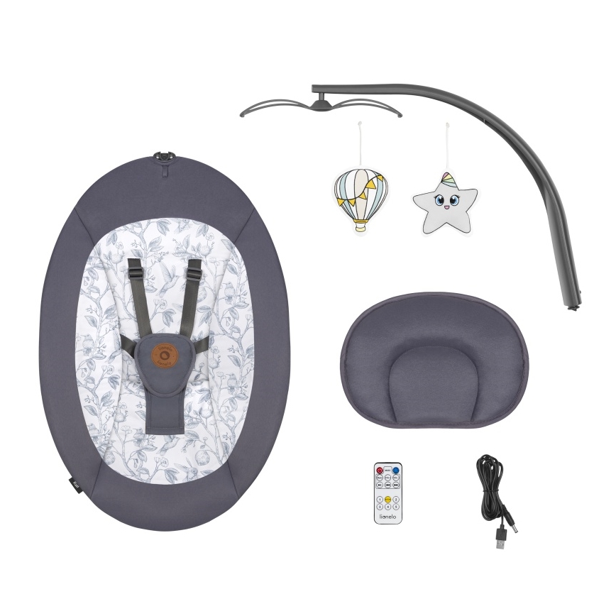 Lionelo - RALF Baby Bouncer with Melody, 4xAA, Grey/White + Remote Control