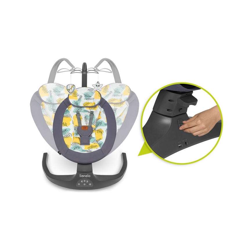 Lionelo - RALF Baby Rocker with Melody, 4xAA, Grey Concrete + Remote Control
