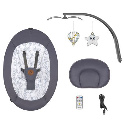 Lionelo - RALF musical baby bouncer, 4×AA, Grey/White + remote control