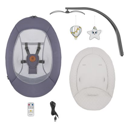 Lionelo - RALF Musical Baby Bouncer with Melody, 4xAA, Grey Graphite + Remote Control