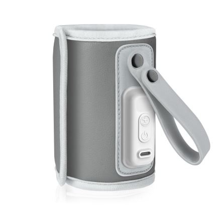Lionelo - Rechargeable Bottle Warmer THERMUP GO 18W/5V Grey Silver