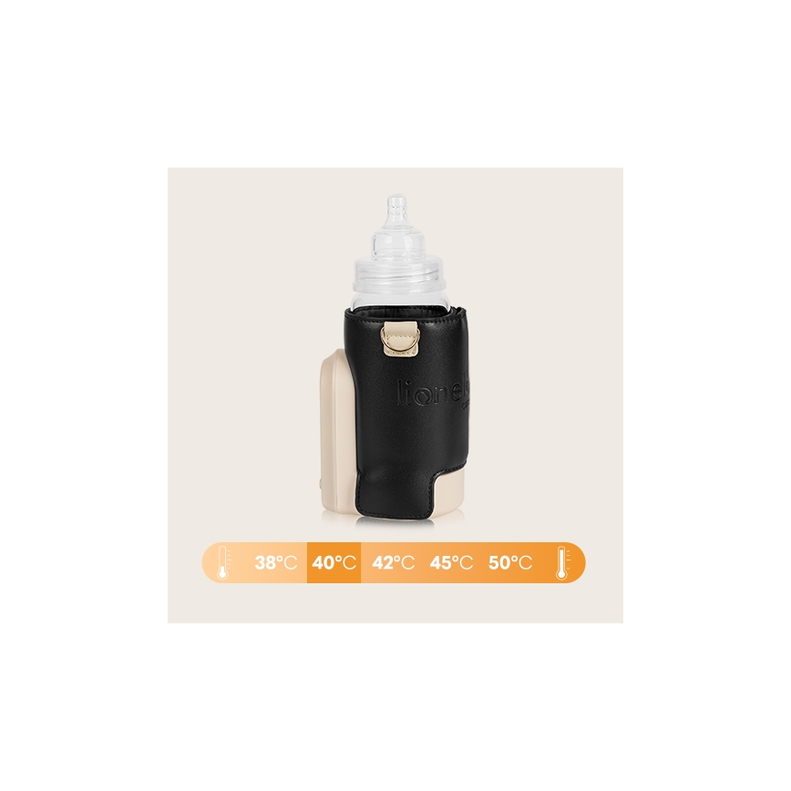 Lionelo - Rechargeable bottle warmer THERMUP GO EVO 18W/5V black/beige