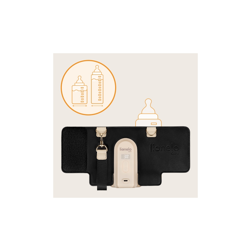 Lionelo - Rechargeable bottle warmer THERMUP GO EVO 18W/5V black/beige
