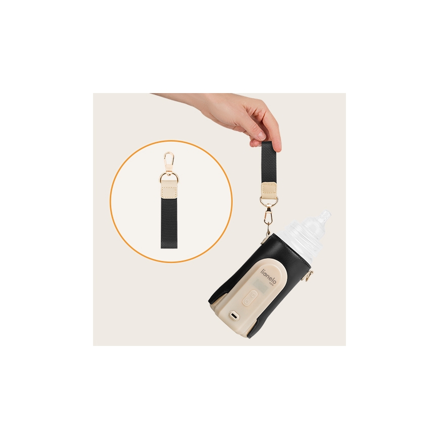 Lionelo - Rechargeable bottle warmer THERMUP GO EVO 18W/5V black/beige