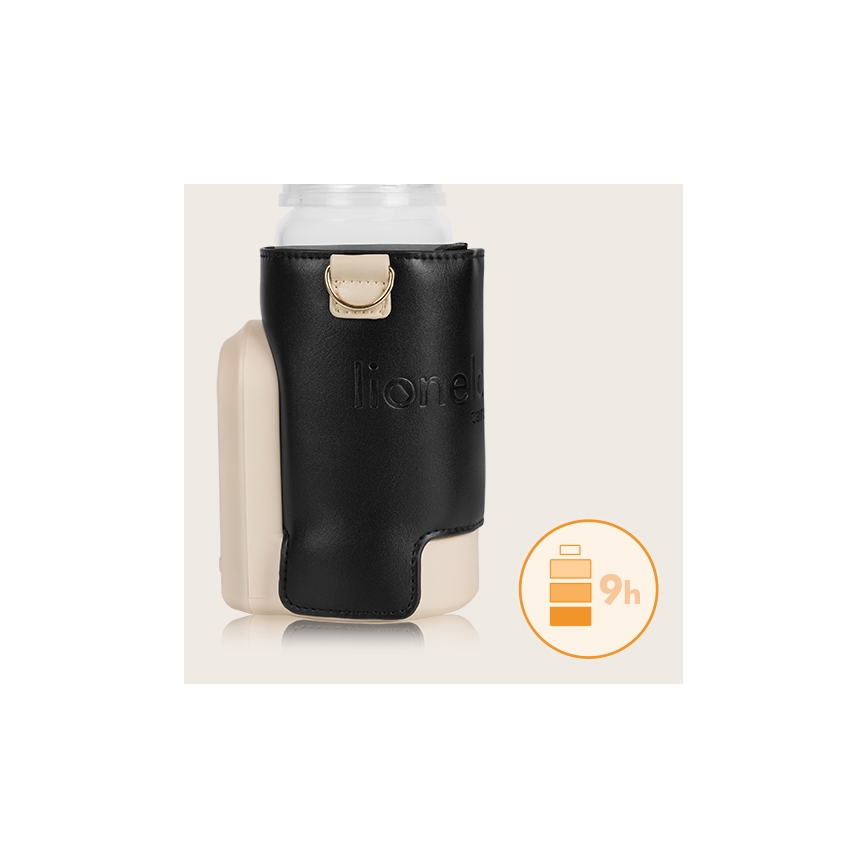 Lionelo - Rechargeable bottle warmer THERMUP GO EVO 18W/5V black/beige