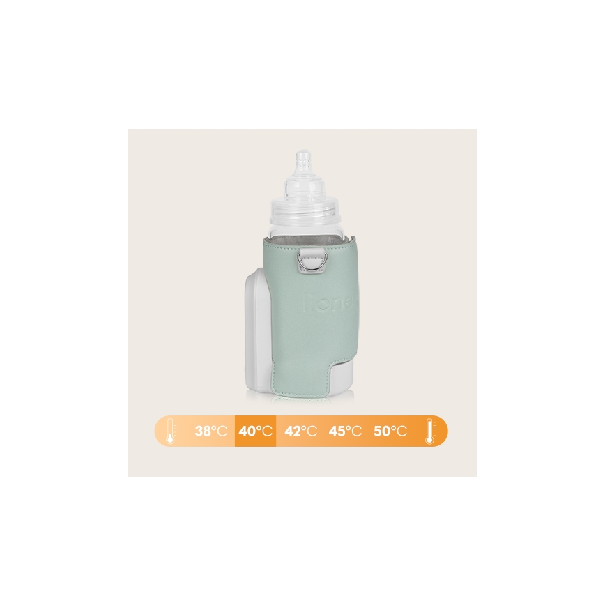 Lionelo - Rechargeable bottle warmer THERMUP GO EVO 18W/5V green/white
