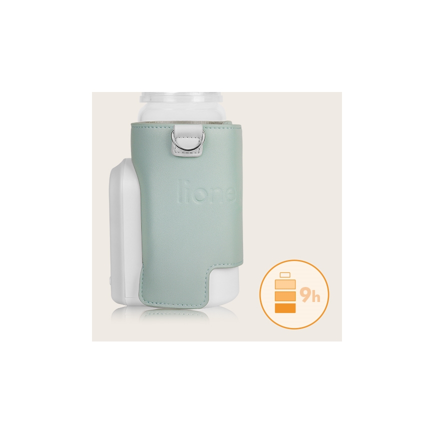 Lionelo - Rechargeable bottle warmer THERMUP GO EVO 18W/5V green/white