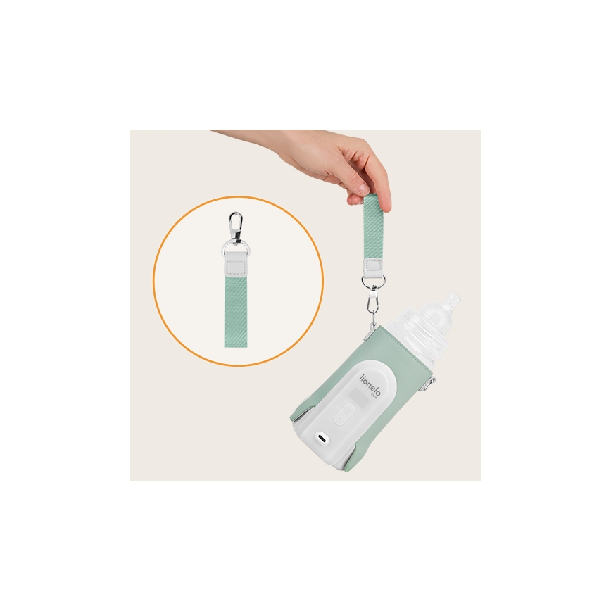 Lionelo - Rechargeable bottle warmer THERMUP GO EVO 18W/5V green/white