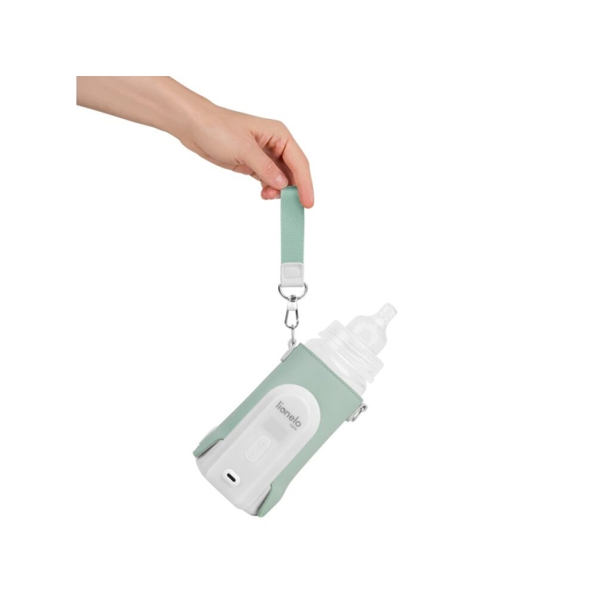 Lionelo - Rechargeable bottle warmer THERMUP GO EVO 18W/5V green/white