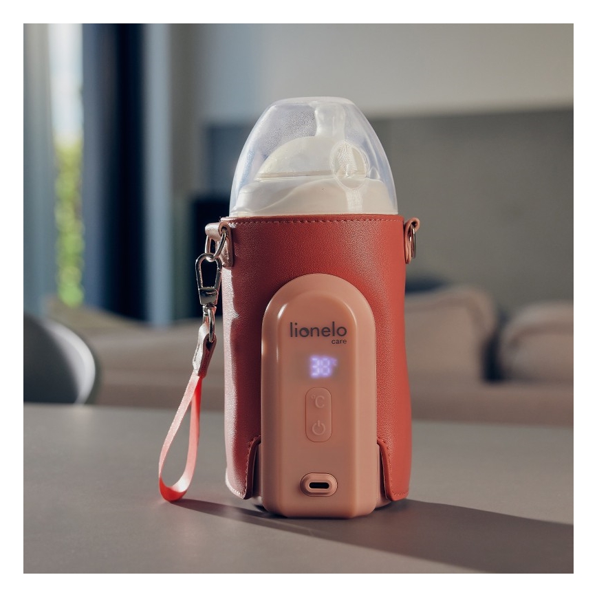 Lionelo - Rechargeable bottle warmer THERMUP GO EVO 18W/5V pink