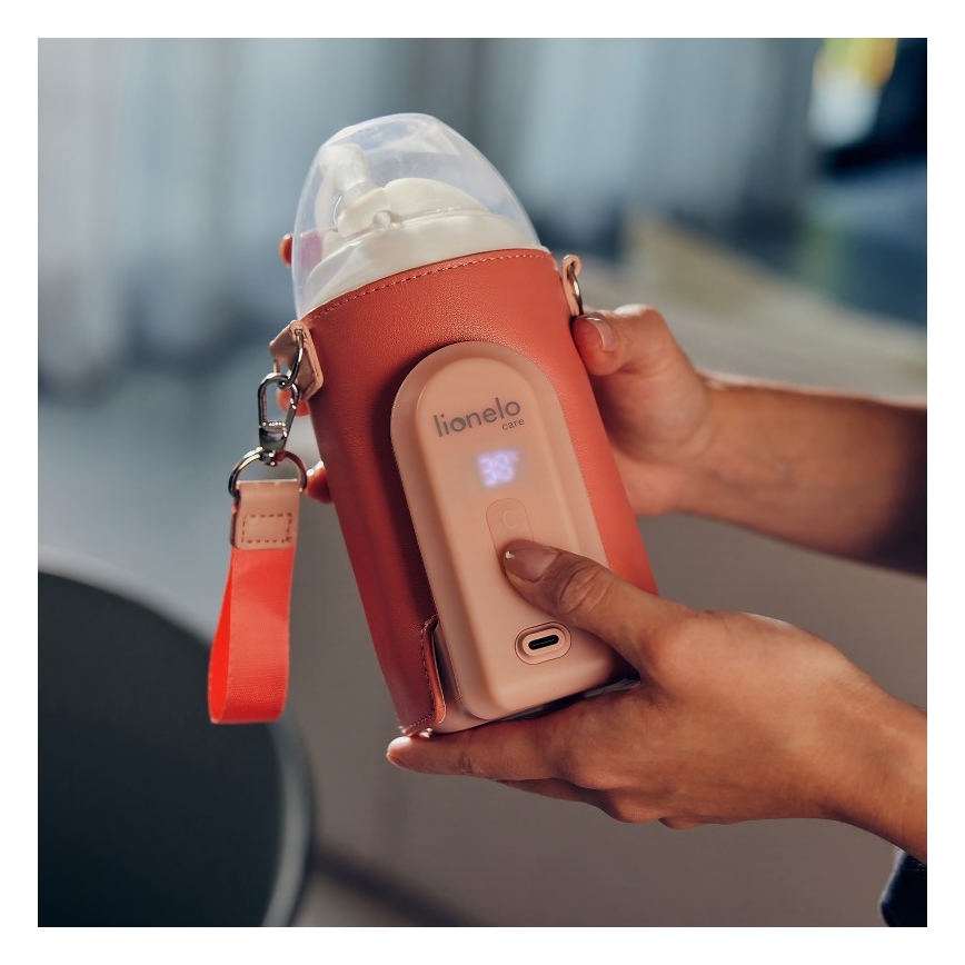 Lionelo - Rechargeable bottle warmer THERMUP GO EVO 18W/5V pink