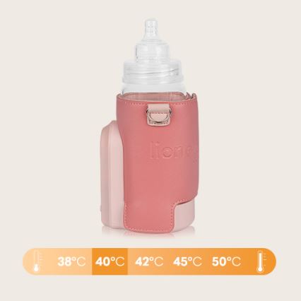 Lionelo - Rechargeable bottle warmer THERMUP GO EVO 18W/5V pink