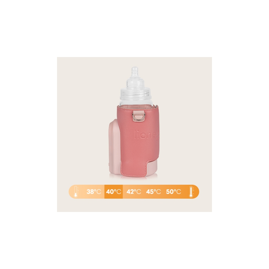 Lionelo - Rechargeable bottle warmer THERMUP GO EVO 18W/5V pink