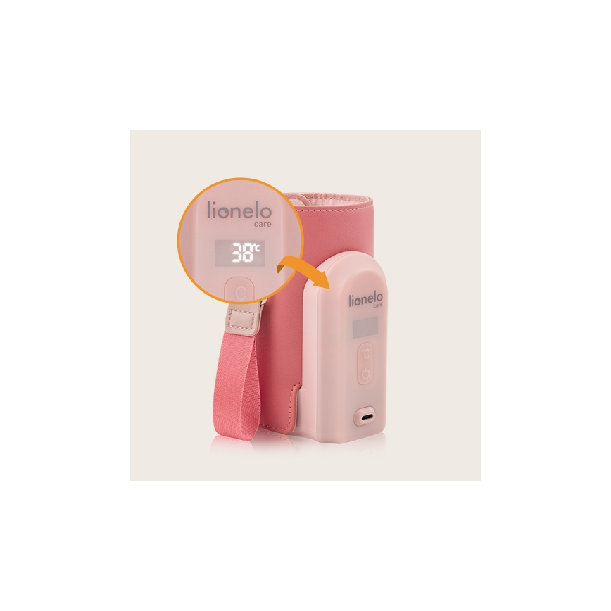 Lionelo - Rechargeable bottle warmer THERMUP GO EVO 18W/5V pink