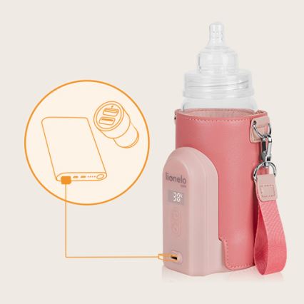 Lionelo - Rechargeable bottle warmer THERMUP GO EVO 18W/5V pink