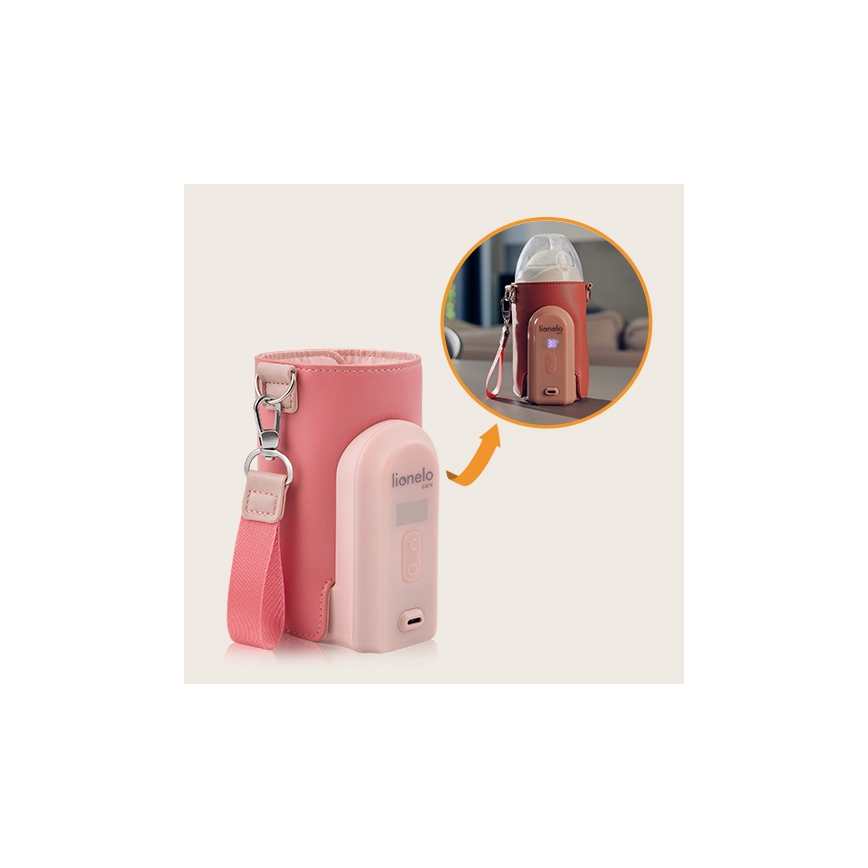 Lionelo - Rechargeable bottle warmer THERMUP GO EVO 18W/5V pink
