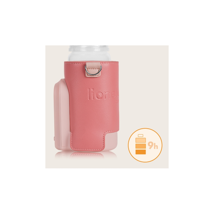 Lionelo - Rechargeable bottle warmer THERMUP GO EVO 18W/5V pink