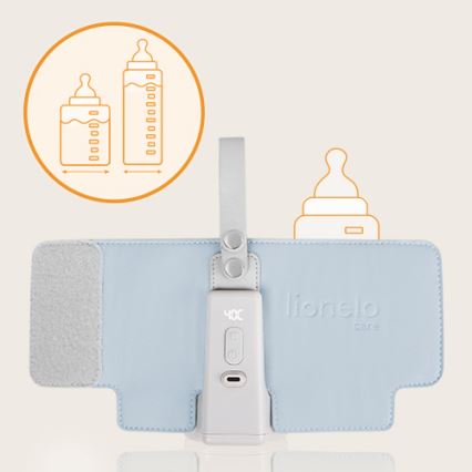 Lionelo - Rechargeable bottle warmer THERMUP GO PLUS 10W/5V blue/grey