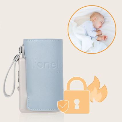 Lionelo - Rechargeable bottle warmer THERMUP GO PLUS 10W/5V blue/grey
