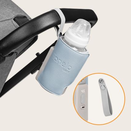 Lionelo - Rechargeable bottle warmer THERMUP GO PLUS 10W/5V blue/grey