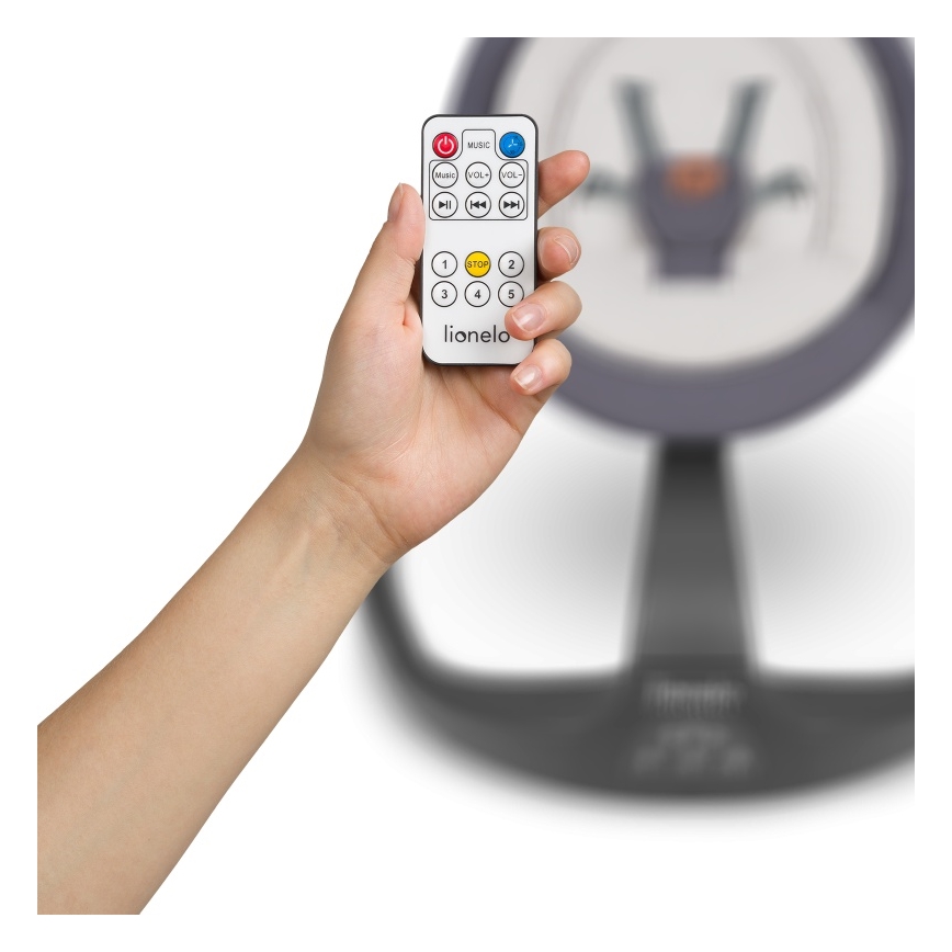 Lionelo - RINA Baby Rocker with Music, 4xAA, Concrete Grey + Remote Control