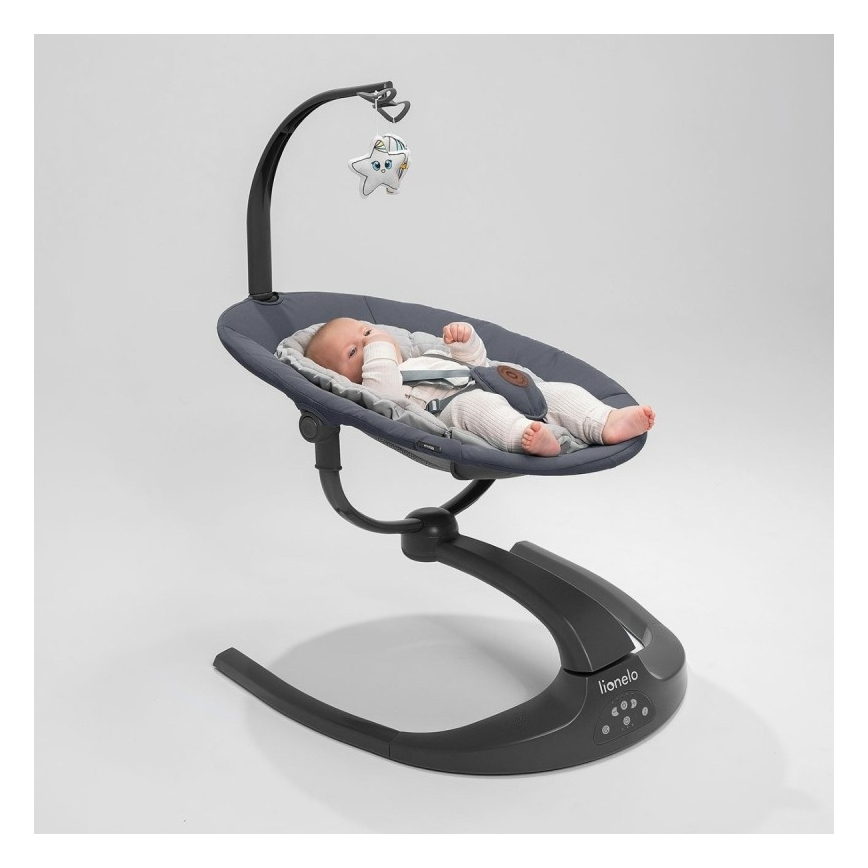 Lionelo - RINA Baby Swing with Melody, 4xAA, Grey Concrete + Remote Control