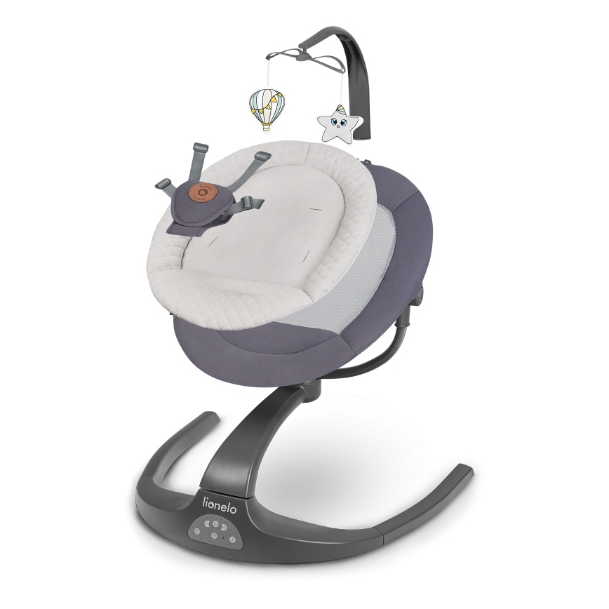 Lionelo - RINA Baby Swing with Melody, 4xAA, Grey Concrete + Remote Control