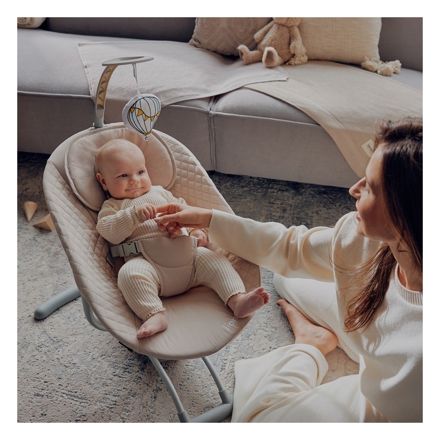 Lionelo - RIO Baby Bouncer with Melody, 4xC, Beige Latte + Remote Control