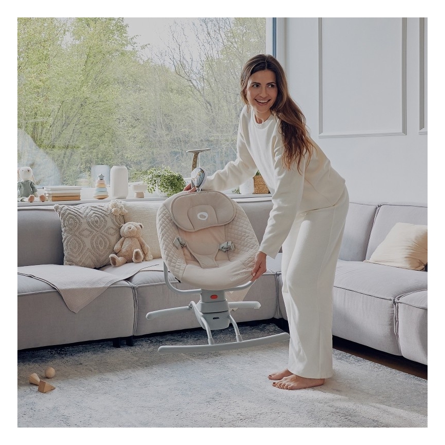 Lionelo - RIO Baby Bouncer with Melody, 4xC, Beige Latte + Remote Control