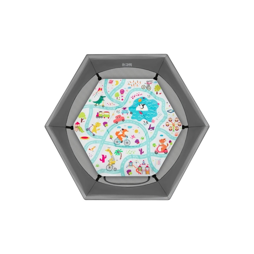 Lionelo - ROEL PLUS Playpen Grey Multicolor