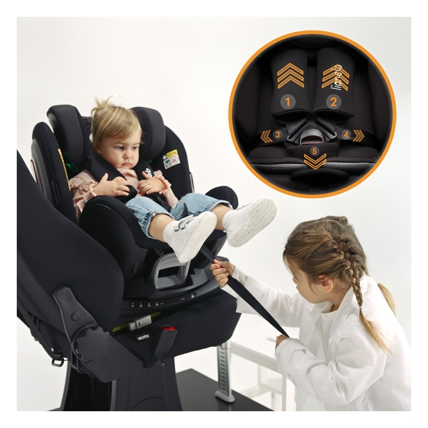 Lionelo - ANTOON PLUS i-Size rotating car seat with base 40-105 cm, Black Onyx