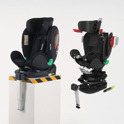 Lionelo - ANTOON PLUS i-Size rotating car seat with base 40-105 cm, Black Onyx
