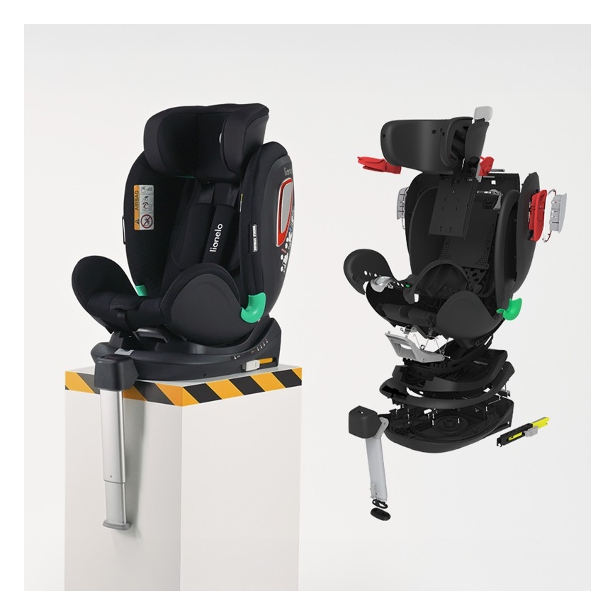 Lionelo - ANTOON PLUS i-Size rotating car seat with base 40-105 cm, Black Onyx