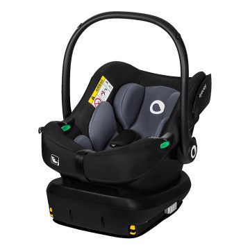 Lionelo - Rotating car seat with base ASTRID SET i-Size 40-87 cm Black Grey