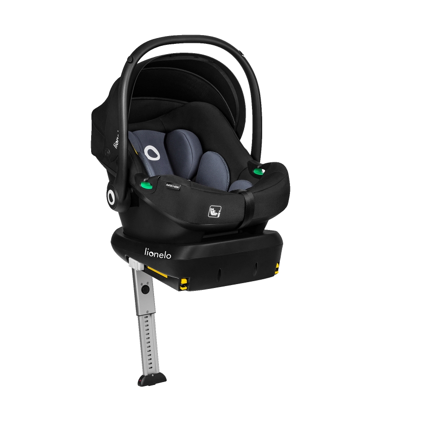 Lionelo - Rotating car seat with base ASTRID SET i-Size 40-87 cm Black Grey